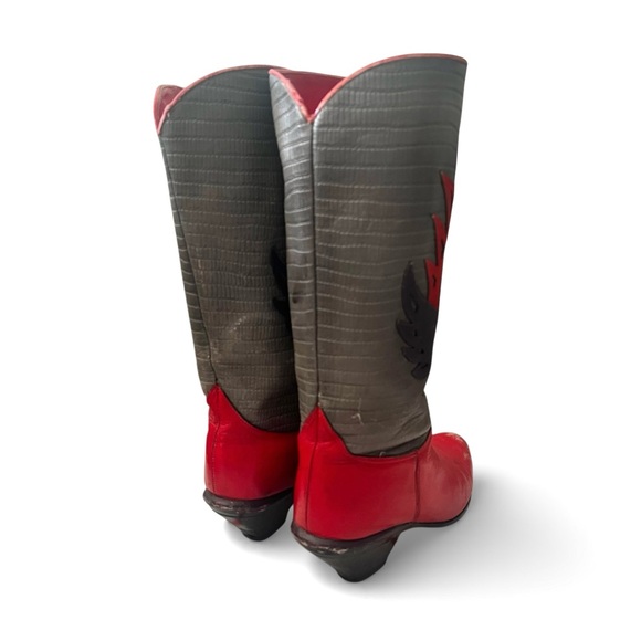 Vintage Leather Western Cowboy Cowgirl Boots Women’s 5-5.5 Flame Rodeo Country - Picture 7 of 14